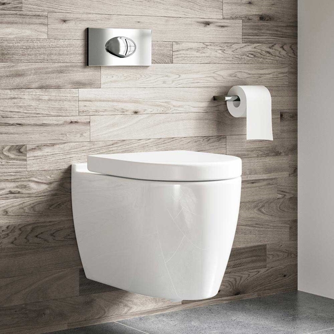 Harbour Clarity Wall Hung Toilet, Seat, Wall Hung Frame & Flush Plate - 505mm Projection