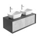 Harbour Scene 1200mm Wall Mounted Countertop Vanity Unit - Gloss Black/Concrete