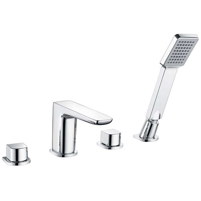 Harbour Status Chrome 4 Hole Bath Mixer with Pull Out Handset & Shower Kit