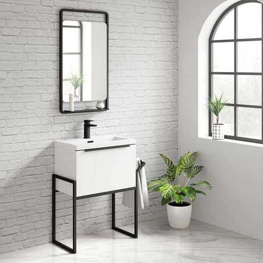 Harbour Status 600mm Wall Hung Vanity, Black And White Bathroom Vanity Units