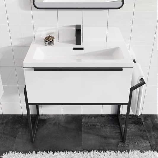 Harbour Status 800mm Wall Hung Vanity, Black And White Bathroom Vanity Units