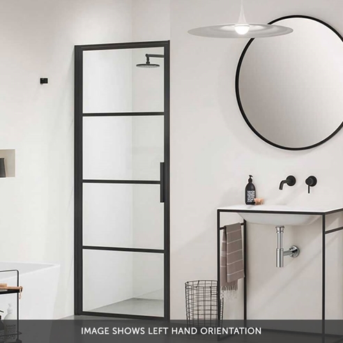 Soho Matt Black Framed Easy Clean 8mm Shower Door & Optional Side Panel