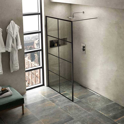 Soho Matt Black Framed Easy Clean 8mm Walk In Double Shower Panel