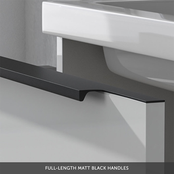 Harbour Status 600mm Wall Hung Vanity Unit & Basin - Gloss White with Matt Black Handle