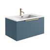 Harbour Symmetry 800mm Wall Hung Vanity Unit with Brushed Brass Handle & Basin
