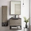 Harbour Virtue 1100mm Wall Mounted Tall Storage Cabinet with Matt Black Frame Shelf