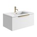 Harbour Virtue 800mm Wall Hung Vanity Unit with LED Illumination, Brushed Brass Handle & Basin