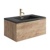 Harbour Virtue 800mm Wall Hung Vanity Unit with LED Illumination, Brushed Brass Handle & Basin