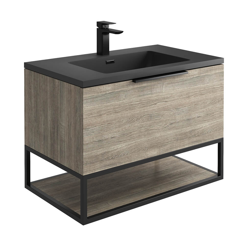 Harbour Virtue 800mm Wall Hung Vanity, Black Wall Hung Double Vanity Unit