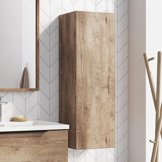 Harbour Virtue 900mm Wall Mounted Tall, Oak Bathroom Wall Cabinets