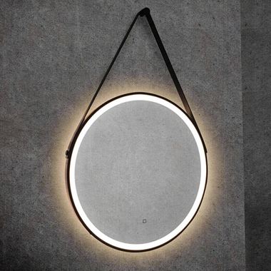 HiB Solstice 60 Illuminated LED Matt Black Round Mirror with Demister Pad - 600mm