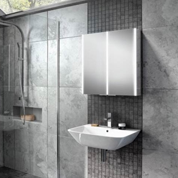 HiB Xenon 60 LED Illuminated Mirror Cabinet with Mirrored Sides - 605 x 700mm