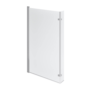 Drench Polished Chrome Hinged L-Shaped Bath Screen with Fixed Return - 1400 x 815mm