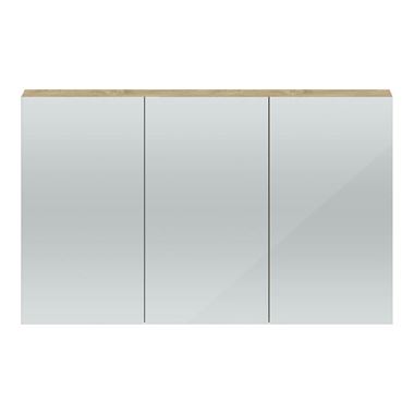Hudson Reed 1350mm Mirror Cabinet - Natural Oak