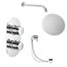 Imogen Concealed Shower Valve, 200mm Fixed Shower Head, 300mm Wall Mounted Shower Arm & Overflow Bath Filler with Clicker Waste