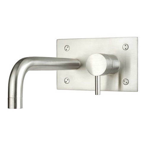 Inox Brushed Stainless Steel Wall Mounted Single Lever Basin Mixer With Backplate