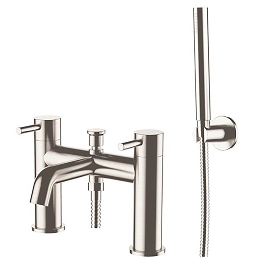 Inox Brushed Stainless Steel Deck Mounted Bath Shower Mixer with Shower Kit