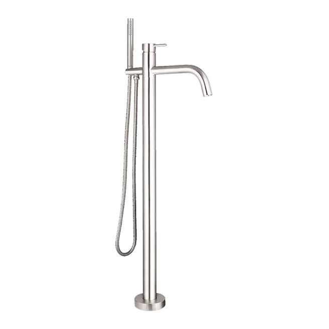 Inox Brushed Stainless Steel Floor Mounted Bath Shower Mixer with Kit