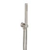 Inox Brushed Stainless Steel Round Water Outlet & Holder with Metal Hose & Slim Hand Shower