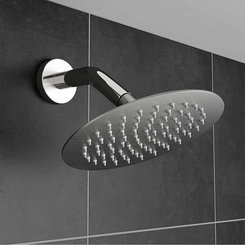 Inox Glide Ultra Slim Brushed Stainless Steel Fixed Shower Head