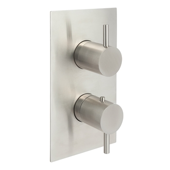 Inox Brushed Stainless Steel Thermostatic Concealed 3 Outlet Shower Valve