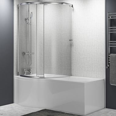 Jonathan P-Shaped Enclosed Shower Bath with Screen & Front Panel - 1500 x 700mm