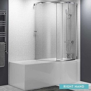 Jonathan P-Shaped Enclosed Shower Bath with Screen & Front Panel -1700 x 700mm
