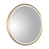 VOS LED Illuminated Round Brushed Brass Framed Mirror with Demister Pad & Colour Change Lights - 600mm