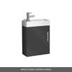 Maisie Compact 400mm Mini Cloakroom Wall Hung Vanity Unit with Black Handle, Overflow Cover & Basin - Anthracite