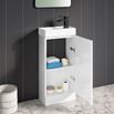Maisie Compact 400mm Mini Cloakroom Floorstanding Vanity Unit with Black Handle, Overflow Cover & Basin - Gloss White