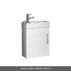Maisie Compact 400mm Mini Cloakroom Wall Hung Vanity Unit with Black Handle, Overflow Cover & Basin - Gloss White