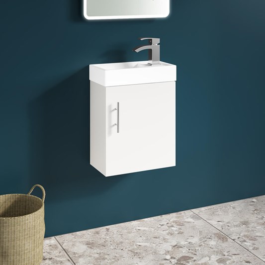Maisie Compact Wall Mounted 400mm Cloakroom Vanity Unit & Basin - White Gloss