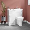 Harbour Icon 900mm Spacesaving Combination Bathroom Toilet & Sink Unit - White Gloss
