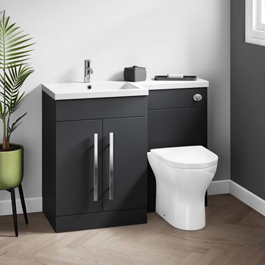Harbour Icon 1100mm Combination Bathroom Toilet & Sink Unit - Matt Graphite Grey