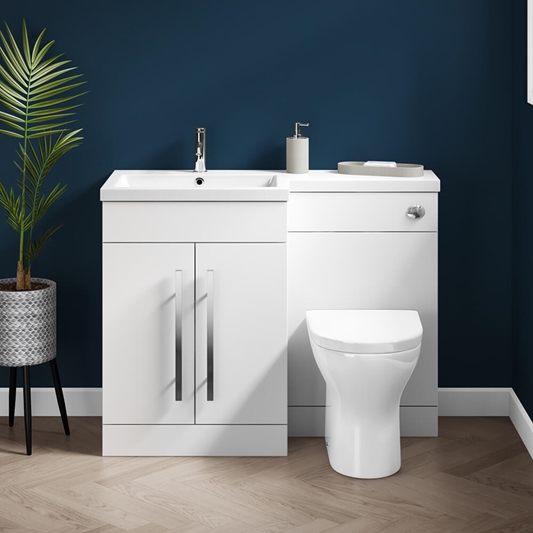 Harbour Icon 1100mm Spacesaving Combination Bathroom Toilet Sink Unit White Gloss Drench - What Is Another Word For A Bathroom Vanity Unit With Shower And Toilet