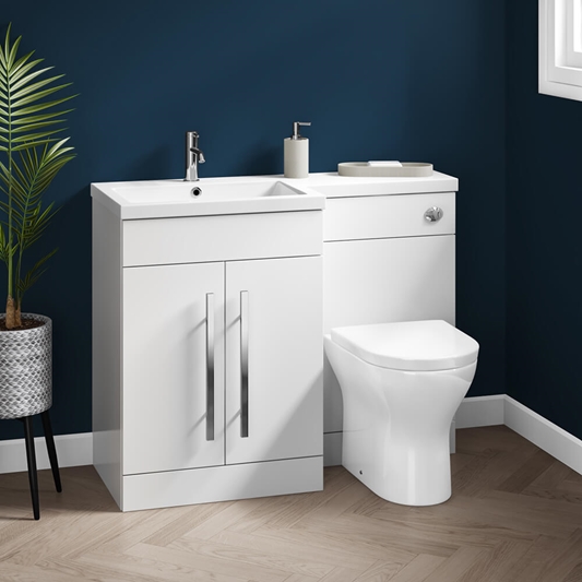 Harbour Icon 1100mm Spacesaving, 38 Bathroom Vanity Top With Sink And Toilet Combo