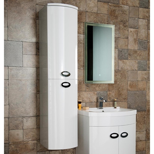 Lorraine 1400mm Wall Mounted Tall, Wall Hung White Gloss Cabinet