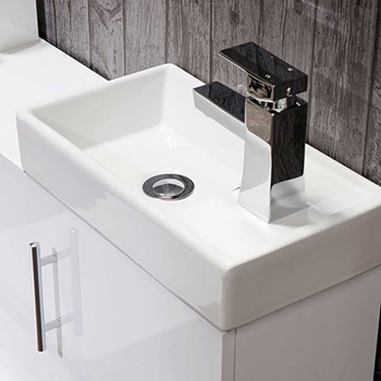 Maisie Compact Wall Mounted 400mm Cloakroom Vanity Unit & Basin - White Gloss