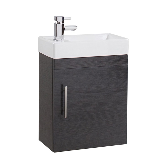 Maisie Compact Wall Mounted 400mm Cloakroom Vanity Unit & Basin - Black Ash
