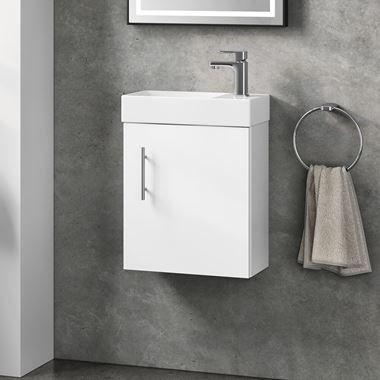 Drench Minnie 400mm Wall Mounted Cloakroom Vanity Unit & Basin - Gloss White