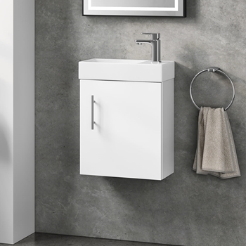 Minnie 400mm Wall Mounted Cloakroom Vanity Unit & Basin - Gloss White