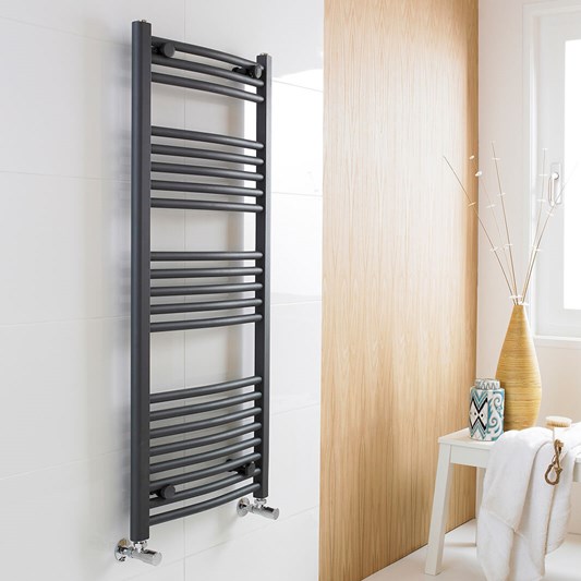 nuie Curved Anthracite Towel Rail - 1150mm x 500mm