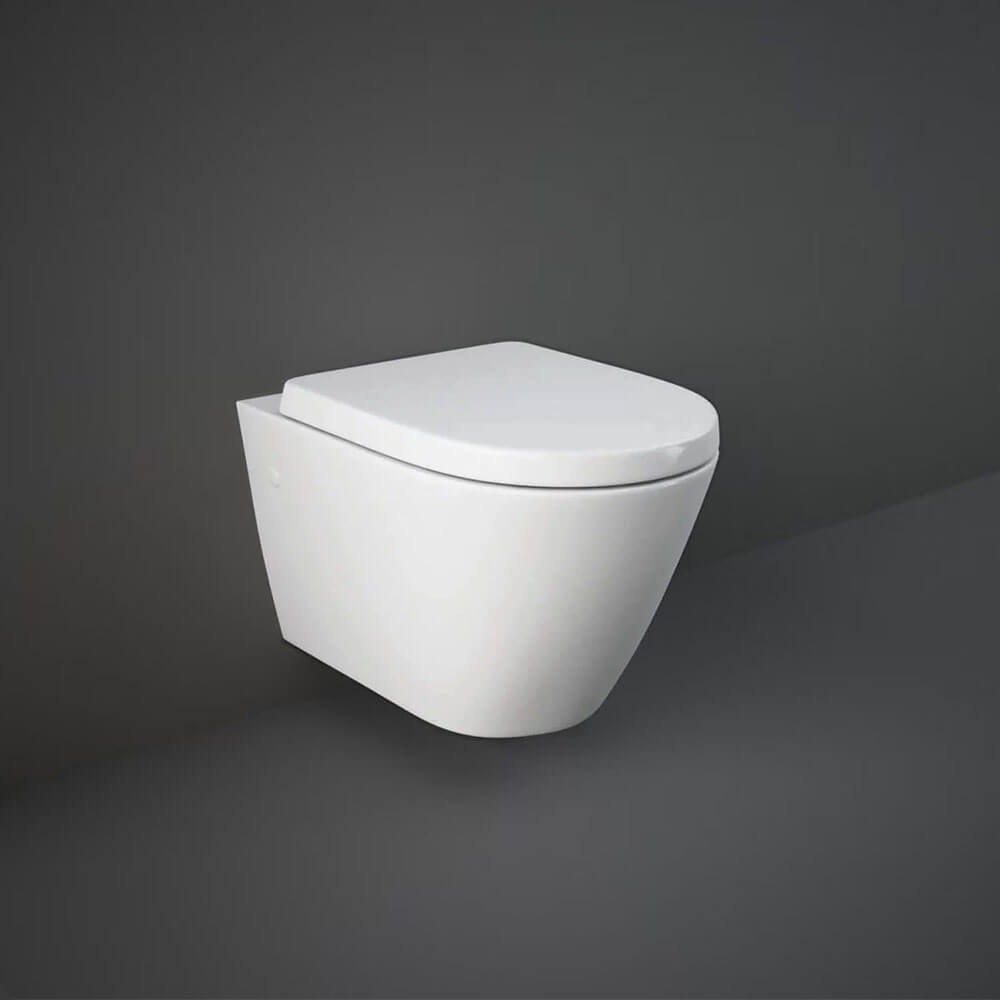BTW Back to Wall Pan Round Toilet WC Modern Quick Release Soft Close Seat White Tivoli for sale online 