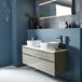 Roper Rhodes Scheme 1200mm Wall Mounted Gloss Light Grey Countertop Basin Unit with Chrome Handle no.8 - 224mm Centres