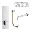 Ross Concealed Thermostatic Push Button Shower Valve, Fixed Head & Overflow Bath Filler