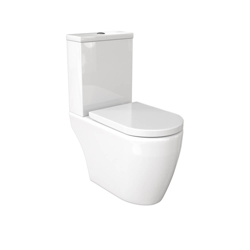 Saneux Uni Close Coupled Rimless Open Back Toilet & Soft Close Seat