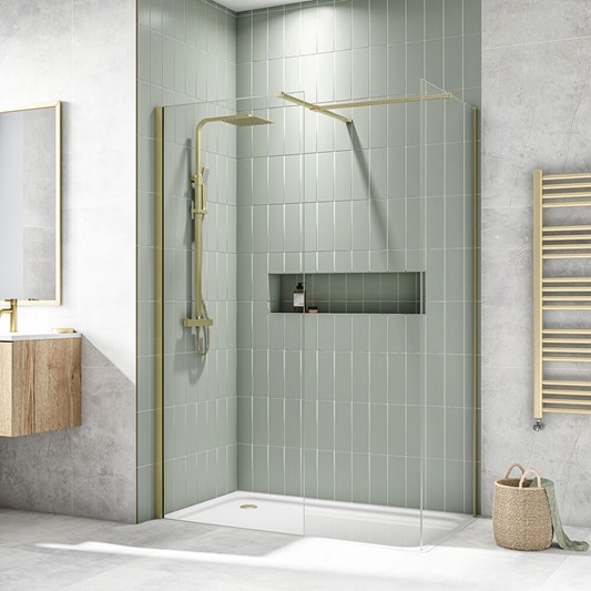 Harbour i8 Brushed Brass 2x 8mm Glass Screen Pack for Walk in Showers and Wetrooms