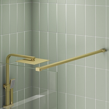 Harbour i8 Brushed Brass 8mm Glass Screen for Walk in Showers and Wetrooms