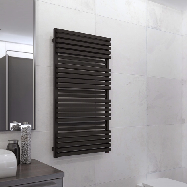 Terma Quadrus Bold One Electric Heated Towel Rail with Heating Element - Metallic Black - 3 Sizes