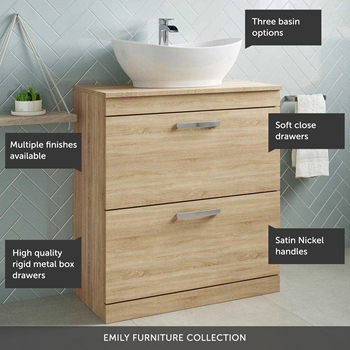 Emily 800mm Floorstanding 2 Drawer Unit and Countertop